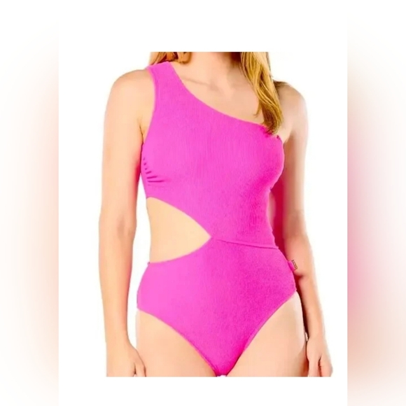Michael Kors Women's One Shoulder Side Cutout Swimsuit - Picture 1 of 5
